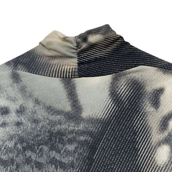 CLARA SUN WOO Tunic Top Small Stretch Jersey Artsy Modern Gray Print 3/4 sleeve - Picture 8 of 11